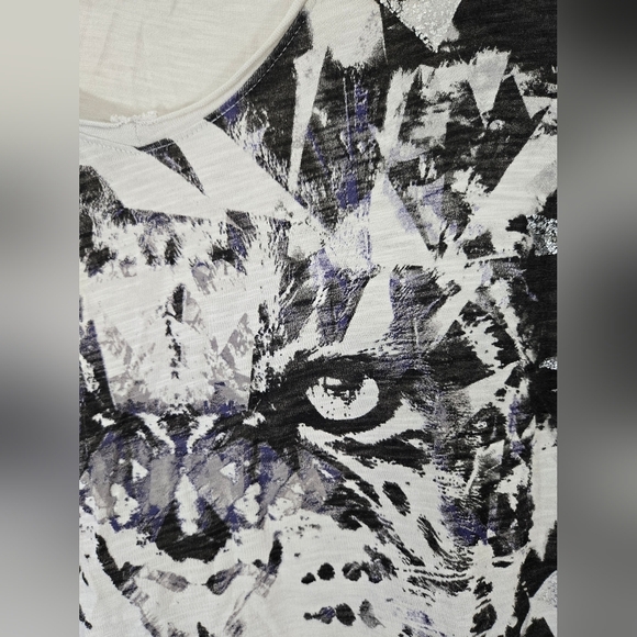 ROCK & REPUBLIC Animal Print Black/Tan Shirt Dark Academia, S - Picture 2 of 7